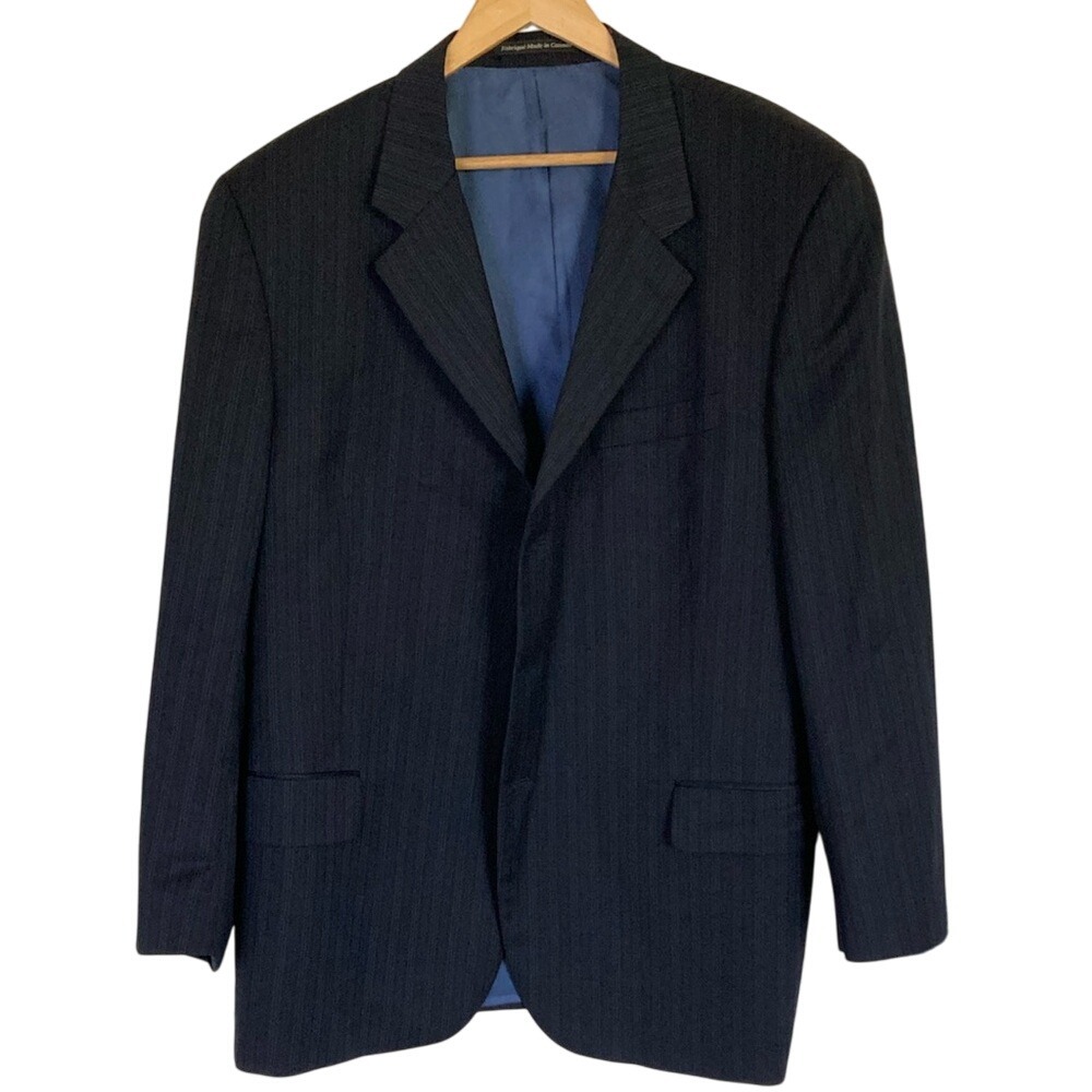 S. Cohen Mens Classic Blue Pinstripe 3 Button Blazer Size‎ 50R Wool Union Made